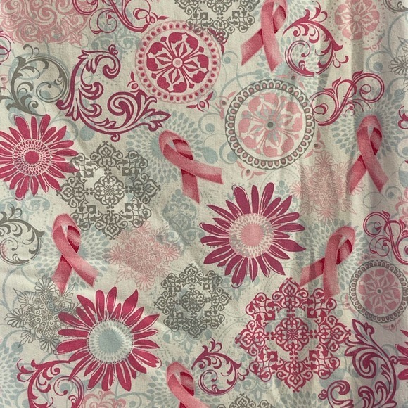 Tafford V Neck Medical Scrub Top Breast Cancer Ribbon design Medium - Picture 4 of 8